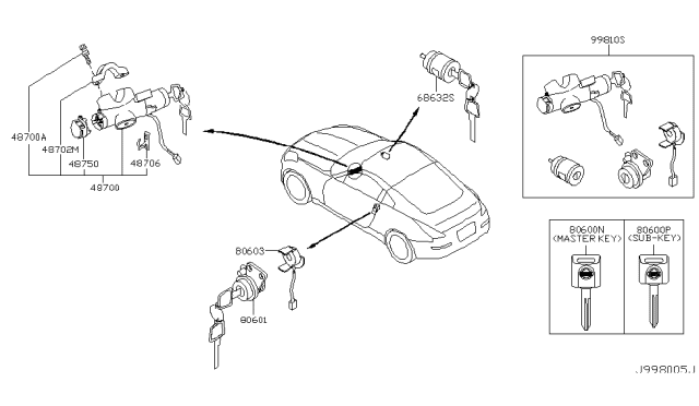 2004 Nissan 350Z Switch-Ignition Diagram for 48750-AD000