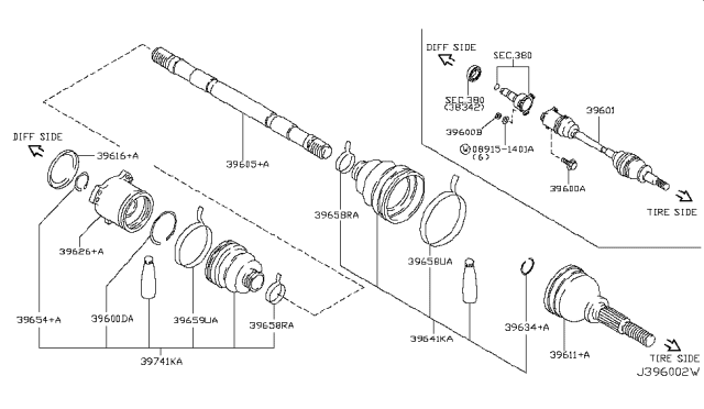 2007 Nissan 350Z Shaft Assembly-Rear Drive,L Diagram for 39601-AM600