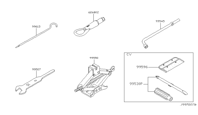 2008 Nissan 350Z Tool Kit & Maintenance Manual Diagram