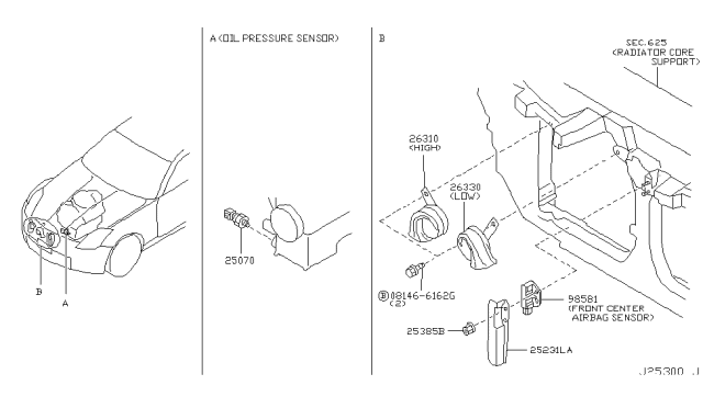 2005 Nissan 350Z Horn Assy-Electric Low Diagram for 25620-CD000