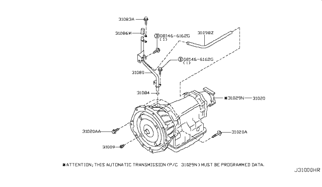 2003 Nissan 350Z Blank Automatic Transmission Diagram for 31020-93X1A