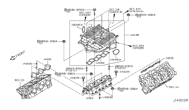 2006 Nissan 350Z Gasket-Manifold Diagram for 14035-JK20A