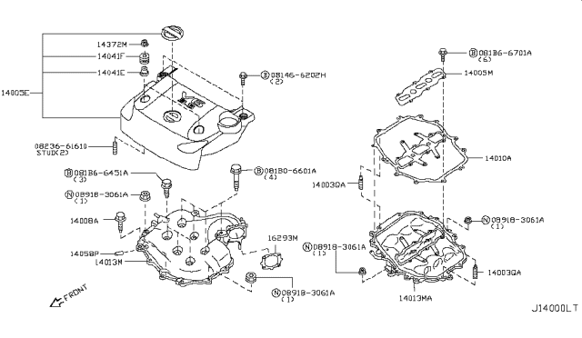 2006 Nissan 350Z Collector-Intake Manifold Diagram for 14010-AC805