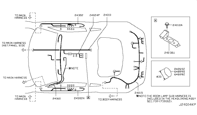 2008 Nissan 350Z Harness-Switch Diagram for 24019-EV00A