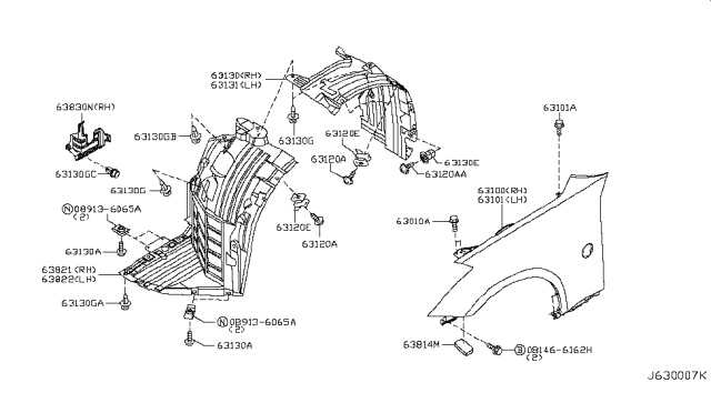 2007 Nissan 350Z Front Fender & Fitting Diagram 1