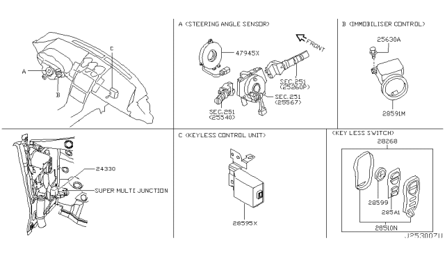 2008 Nissan 350Z Switch Assembly Remote Diagram for 28268-C991C