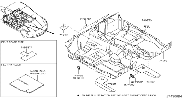 2008 Nissan 350Z Floor Trimming Diagram