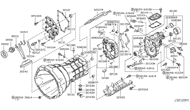 2003 Nissan 350Z Transmission Case & Clutch Release Diagram 2