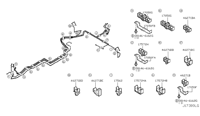 2003 Nissan 350Z Clamp-Tube Diagram for 17561-AM605