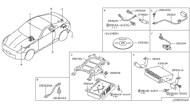 2006 Nissan 350Z Control Assembly-Navigation Diagram for 25915-CF405