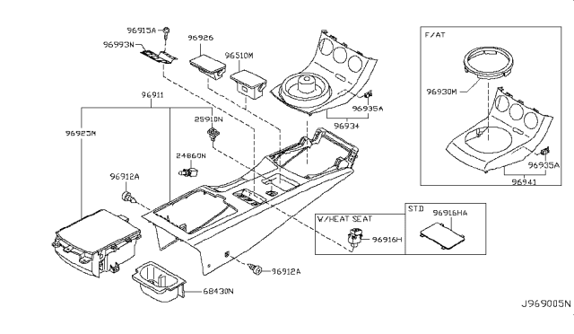 2004 Nissan 350Z Body-Console Diagram for 96911-CD001