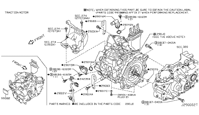 2011 Nissan Leaf SLINGER - Motor Diagram for 290B3-3NA0A