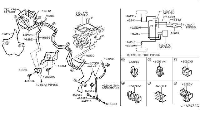 2011 Nissan Leaf Tube Assembly - Brake, Front Master Cylinder Diagram for 46250-3NA0A