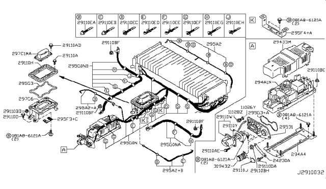 2012 Nissan Leaf Sensor Assembly - Battery Diagram for 295A2-3NA0C