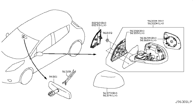 2012 Nissan Leaf Packing LH Diagram for 96359-3NA0B