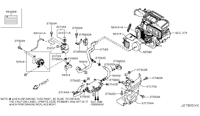 2012 Nissan Leaf Pump Assembly - Heater Diagram for 92516-3NA0A