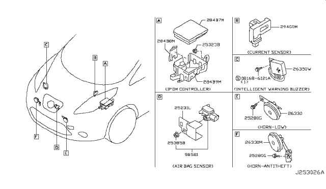 2011 Nissan Leaf Horn Assembly - Electric Low Diagram for 25620-JN20A