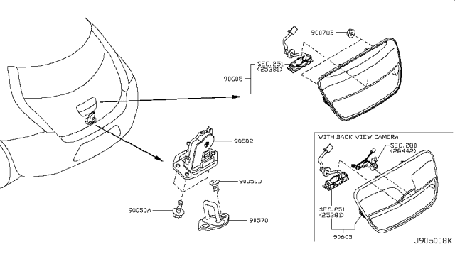 2011 Nissan Leaf Tailgate Handle Diagram for 90606-3ND2A