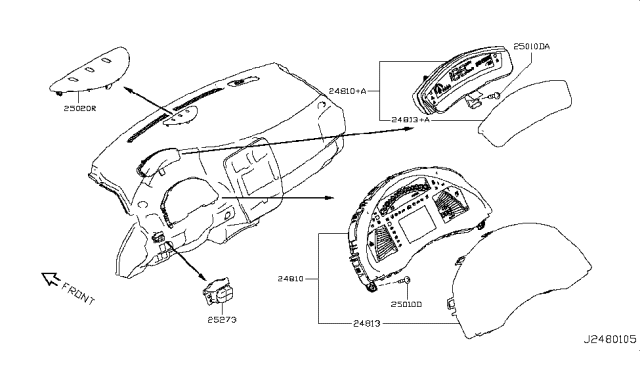 2011 Nissan Leaf Speedometer Instrument Cluster Diagram for 24810-3NA0A