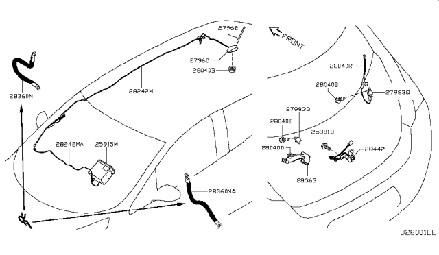 2011 Nissan Leaf Controller Assy-Navigation Diagram for 25915-3NA0A
