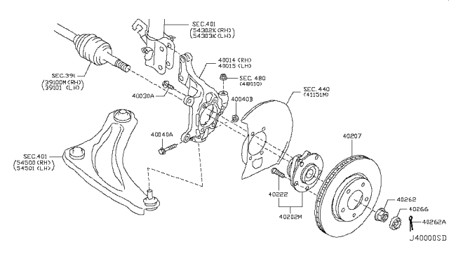 2012 Nissan Leaf Rotor-Disc Brake,Front Diagram for 40206-3NA0A