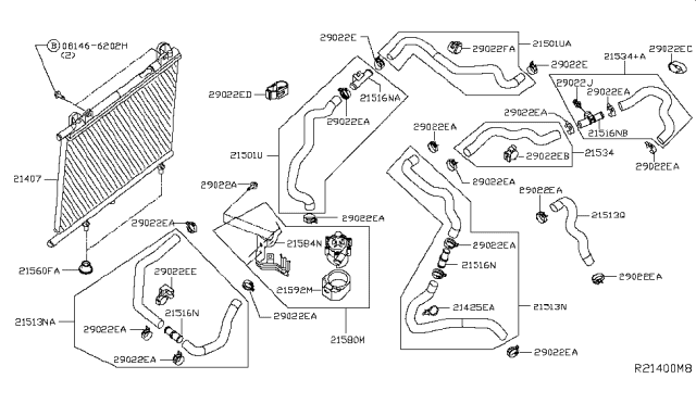 2016 Nissan Murano Hose-Inverter Cooling,Reservoir Tank Diagram for 21501-5AF2A
