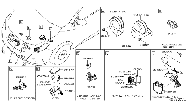 2017 Nissan Murano Bracket-Distance Sensor Diagram for 28452-5AA0A