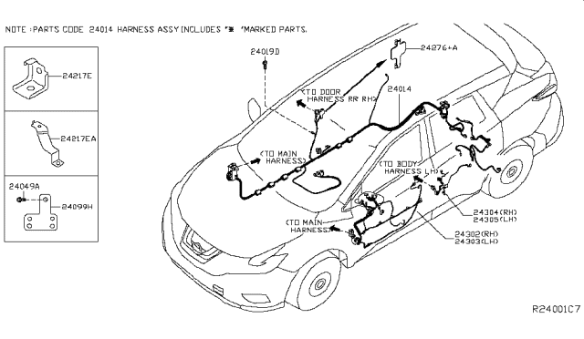2017 Nissan Murano Bracket-Harness Diagram for 24138-5AA0A