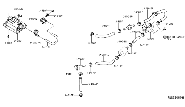 2016 Nissan Murano CANISTER Assembly E Diagram for 14950-9J30A