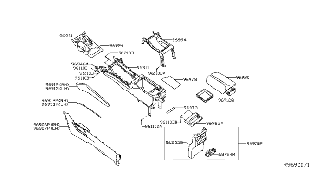 2017 Nissan Murano Bracket-Console Box Diagram for 96996-5AA1A