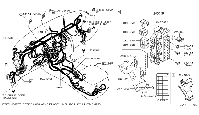2018 Nissan Armada Block Assembly-Junction Diagram for 24350-5ZM0A