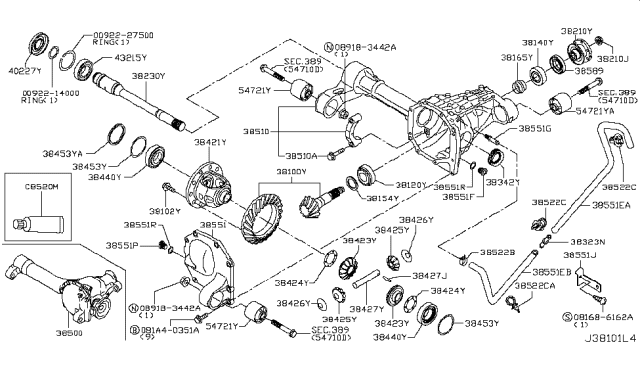 2018 Nissan Armada Washer-Thrust,Pinion Mate Diagram for 38426-4GD0A