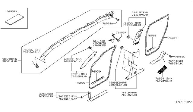 2019 Nissan Armada Curtain Air Bag Driver Side Module Assembly Diagram for K85P1-5ZA0A