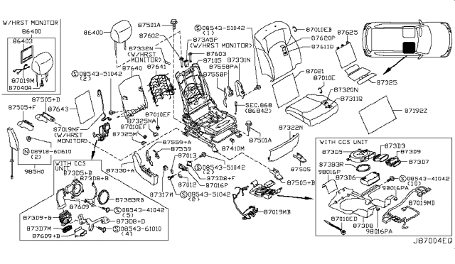 Heater Unit Front Seat Back Diagram for 87685-6JD0A