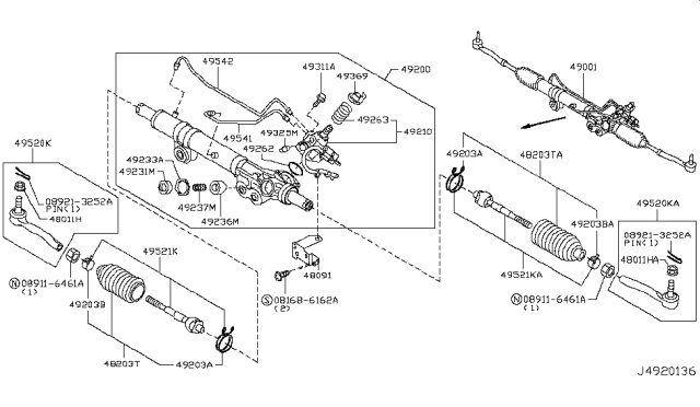 2018 Nissan Armada Gear Assembly - Power Steering Diagram for 49200-1LA2A