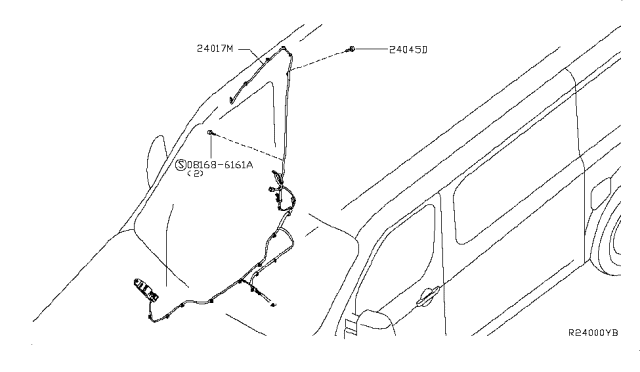 2015 Nissan NV Harness-Sub,Body Diagram for 24017-9JH5A