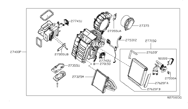 2015 Nissan NV Blower Assembly Rear Diagram for 27375-1PA0B