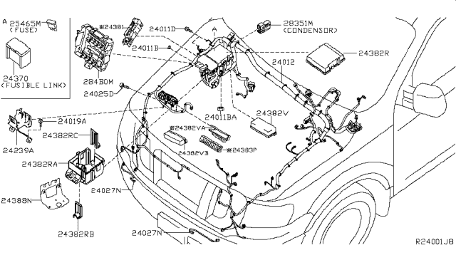 2014 Nissan NV Harness Assy-Engine Room Diagram for 24012-9JB3A