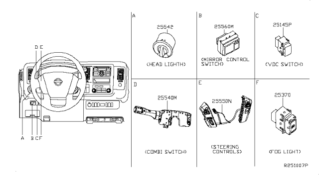 2015 Nissan NV Switch Assembly-ASCD Diagram for 25551-1PA0A