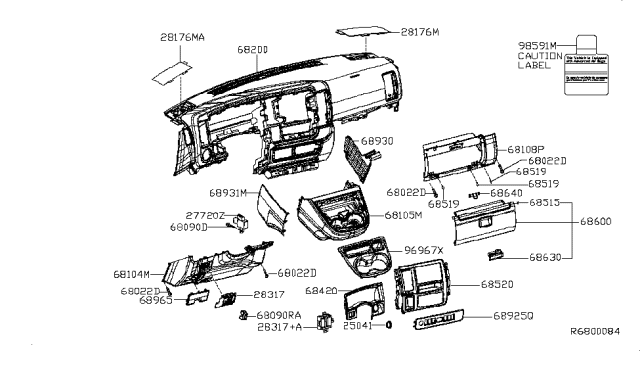 2014 Nissan NV Striker-Glove Box Lid Diagram for 68640-1PA0A