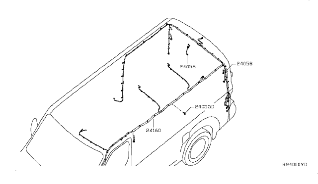 2018 Nissan NV Harness-DEFOGGER, Rear Diagram for 24058-1PB0A
