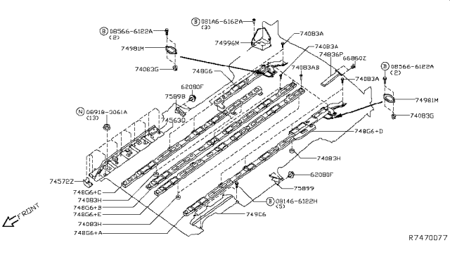 2019 Nissan NV Bar Assembly-Cross Diagram for 748G6-1PB0F