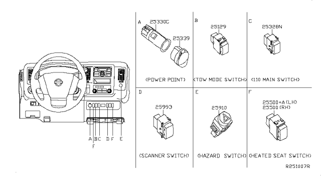2019 Nissan NV Switch Assy-Tow Mode Diagram for 25129-1PA0A