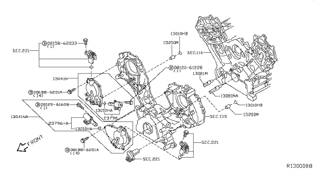 2016 Nissan NV Cover Assembly-Valve Timing Diagram for 13041-ZE00B