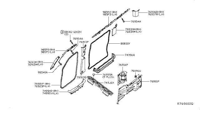 2016 Nissan NV FINISHER-Rear Side, Front LH Diagram for 76901-1PB0A