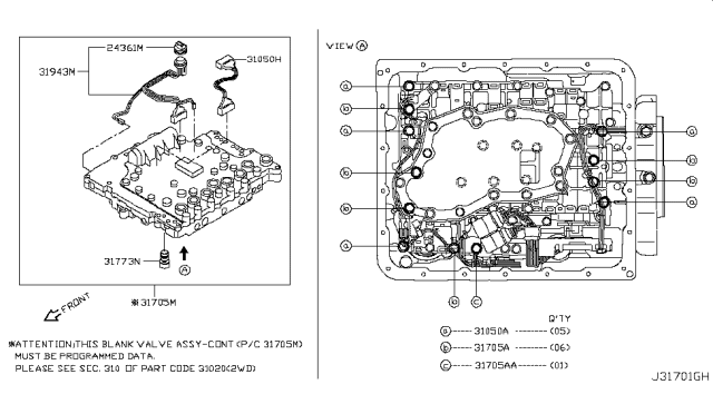 2016 Nissan NV Valve Assembly-W/O Programming Control Diagram for 31705-19X4C