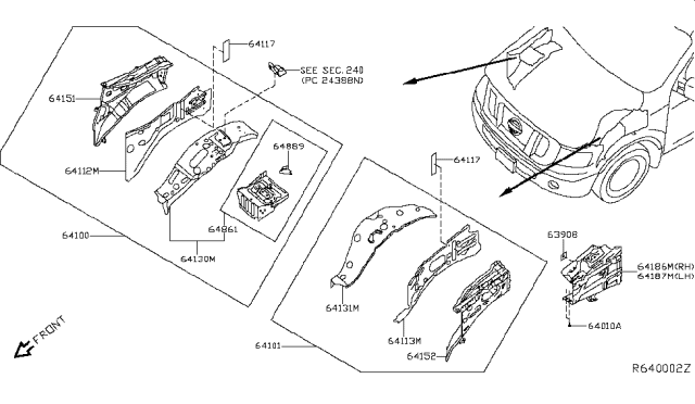 2016 Nissan NV Hood Ledge & Fitting Diagram