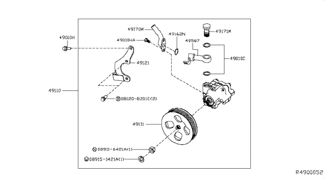 2013 Nissan NV Pump Power Steering Diagram for 49110-1PE0A