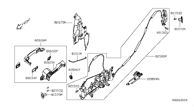2015 Nissan NV Slide Door Lock & Handle Diagram 1