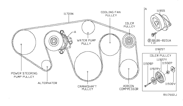 2014 Nissan NV Fan,Compressor & Power Steering Belt Diagram 1